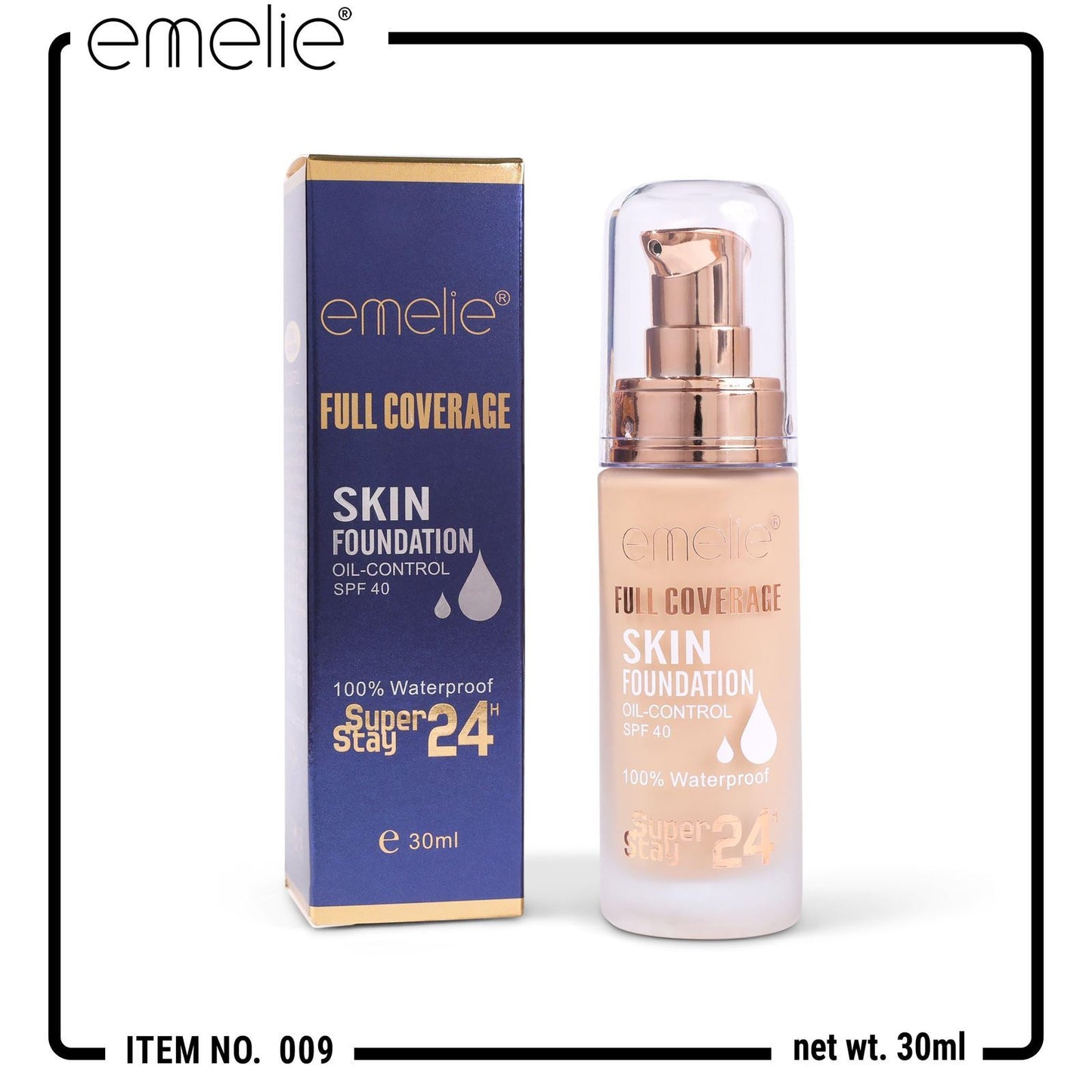 Emelie Skin Foundation – 24HR Stay | Waterproof | SPF 40